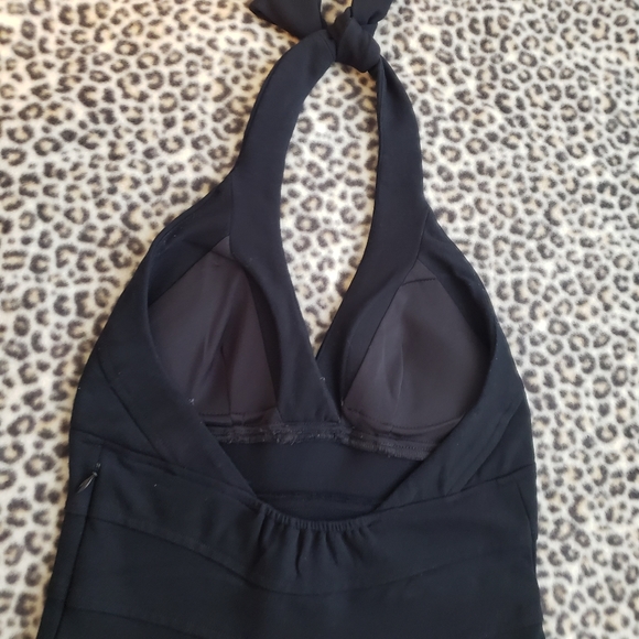 Cache Solid Black Body Con Unlined Stretchy Halter Midi Dress, Size 4, GUC - Picture 12 of 14